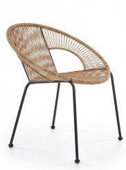 Zahradní židle BARI – umělý ratan, ocel, černá / hnědá