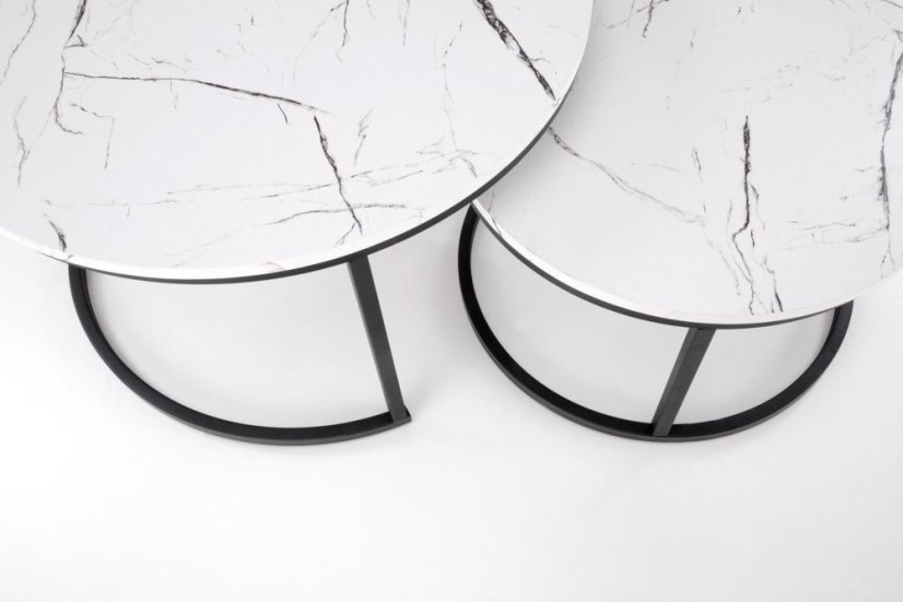 Sada konferenčných stolíkov JAVA — biely mramor / čierna