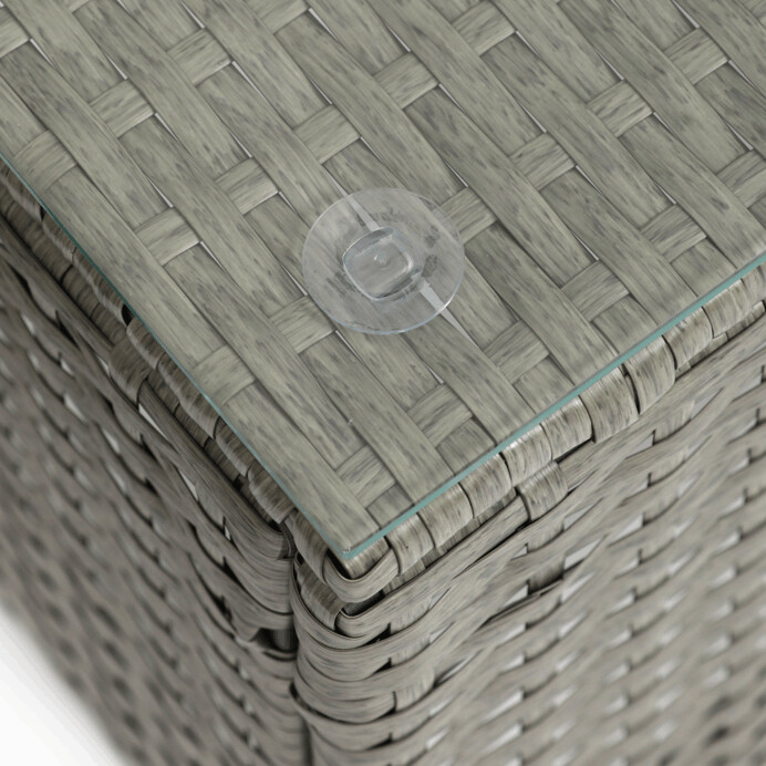 Záhradný set CAFEA 1+2 – sivý polyratan, tvrdené sklo