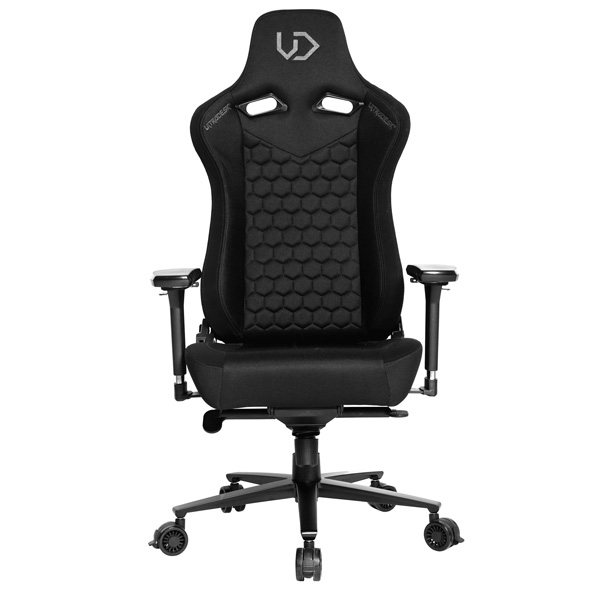 Herní křeslo Ultradesk Throne – kov, látka, černá, nosnost 150 kg