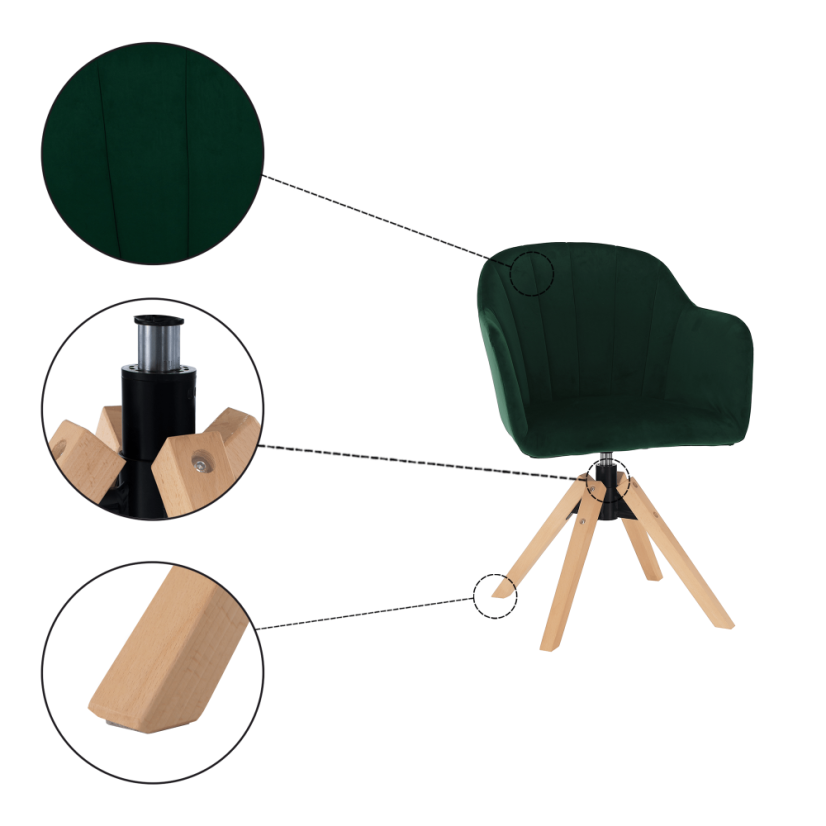 Otočné jedálenské kresielko DALIO – látka, masív, viac farieb - Čalúnenie DALIO: béžová / buk