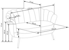 Designová pohovka AMORINITO — kov, šedá látka, nosnost 200 kg
