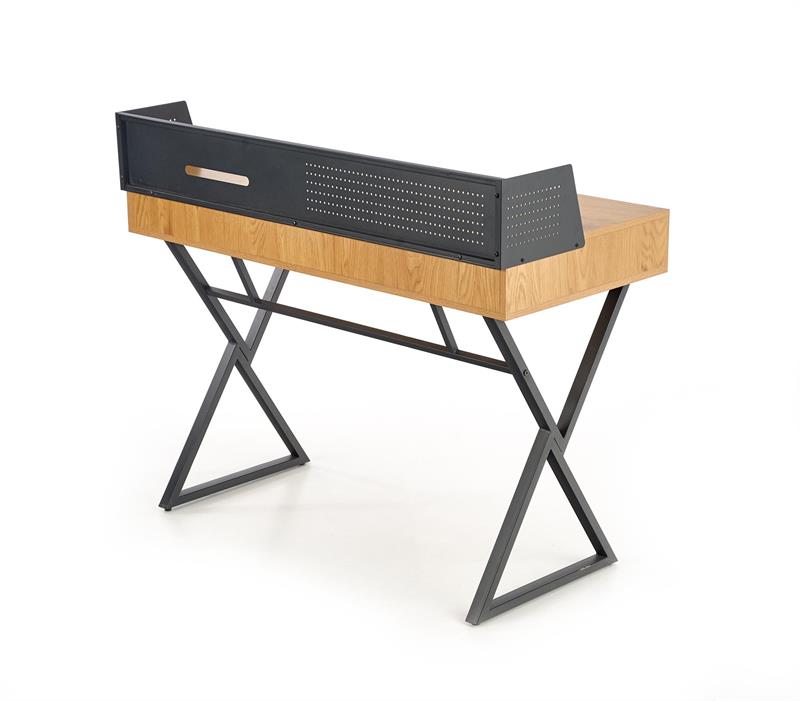 Psací stůl PRINGLE – zlatý dub, černý Halmar