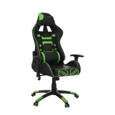 Herní židle BILGI — ekokůže, plast, černá/zelená, nosnost 150 kg