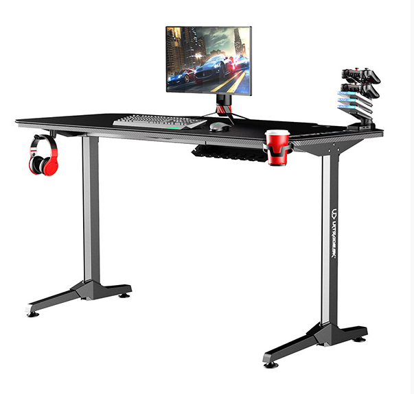 Herní stůl ULTRADESK FRAG BLACK – 140x66x76cm, se stojanem Ultradesk BEAM