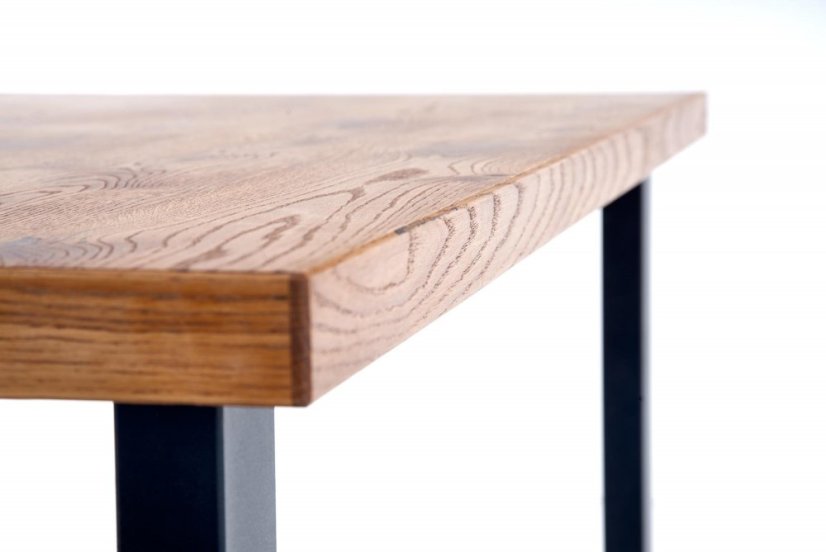 Jídelní rozkládací stůl HORUS –? 126x80x76 (+80), dub, černý Halmar