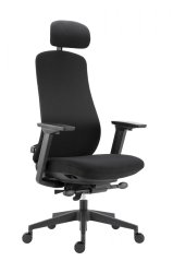Kancelárska ergonomická stolička FARRELL — látka, čierna, nosnosť 130 kg