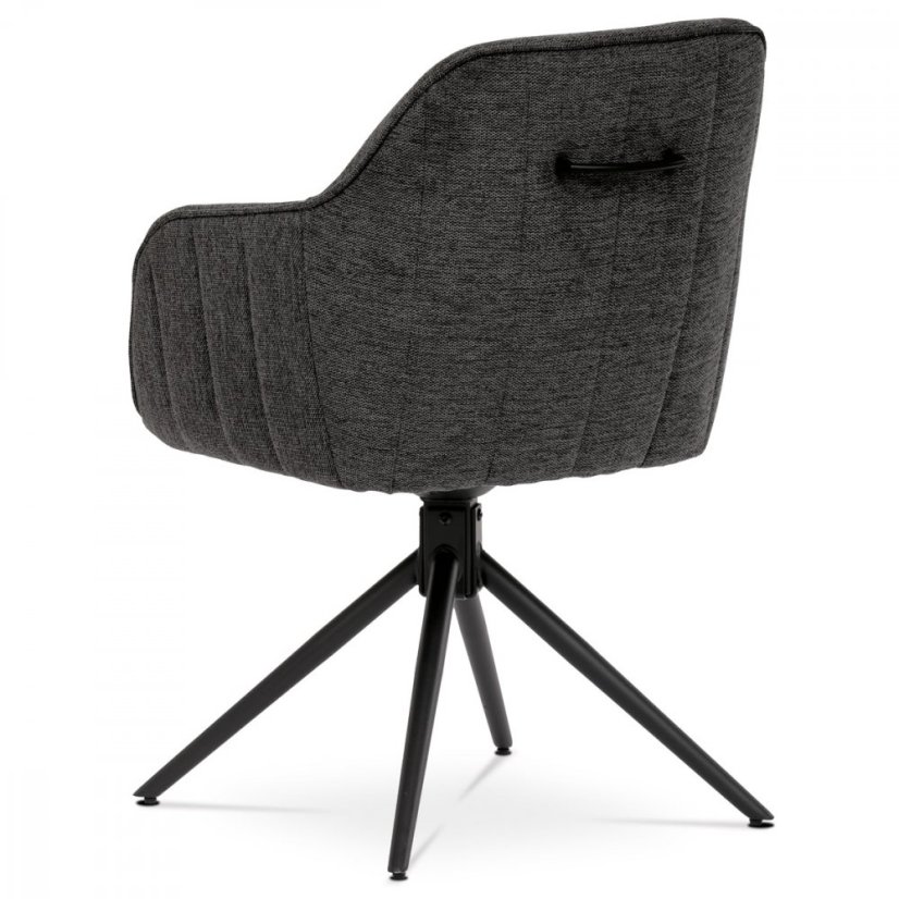 Jedálenské otočné kreslo AMON - kov, látka, čierna / šedá