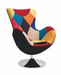 Relaxačné dizajnové kreslo BUTTERFLY — kov, patchwork