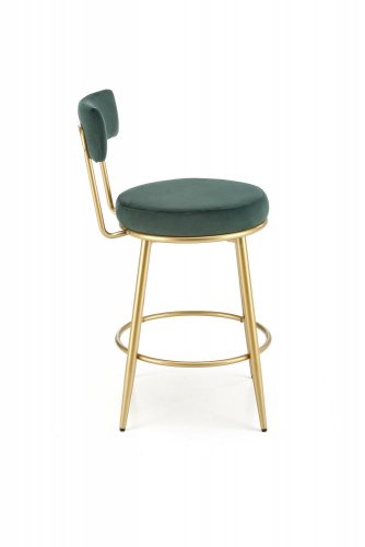 Barová židle LUCIAN — kov, látka, zlatá / zelená