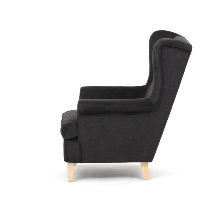 Relaxační křeslo ušák BEILY - masiv, látka, černá Autronic