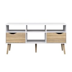 TV stolek OSLO — 117,1x39,10x56,90, dub sonoma, bílá Kondela