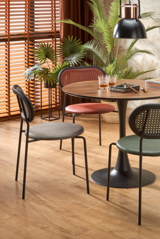 Jedálenská stolička MATILDA — oceľ, plast, červená