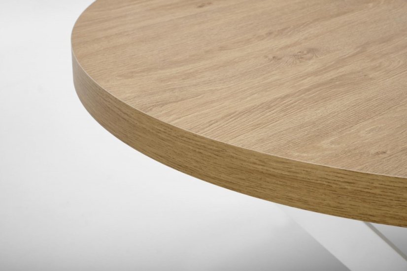 Jídelní kulatý rozkládací stůl PERONI –⁠ 100x100x75 (+150) dřevo, zlatý dub, bílá