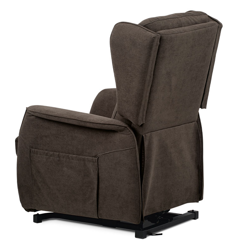 TV křeslo ušák SANDUR s elektrickým polohováním — hnědá látka, kov Autronic