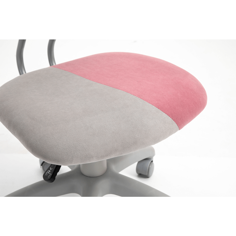 Detská rastúca stolička RAIDON – látka, plast, sivá / ružová