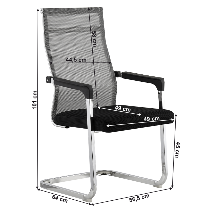 Konferenčná stolička RIMALA - sieť, látka, šedá/čierna