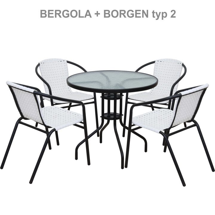 Zahradní židle BERGOLA — kov, plast, černá / bílá Kondela