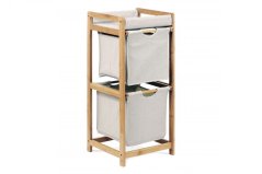 Regál 2 šuplíky, lakovaný bambus a látka