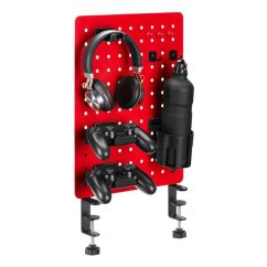 Herní organizér upínací na stůl Powerton Pegboard červený, ocel