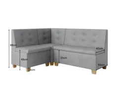 Rohová lavice Mia – 160x140 cm, více barev, MI-KO