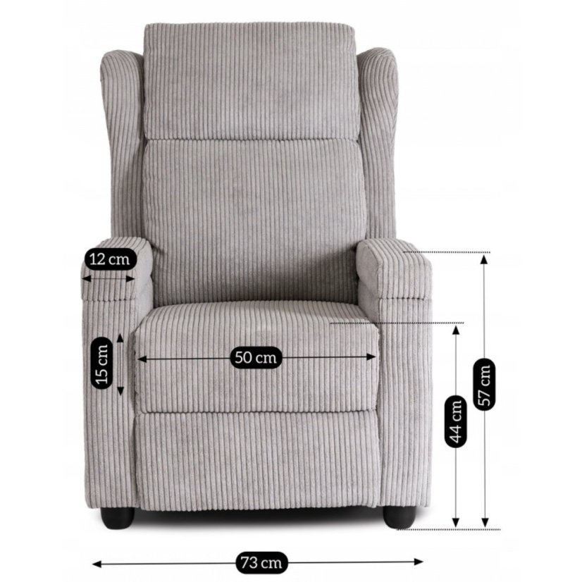 Elegantné kreslo SPENCER z manšestru v sivej farbe