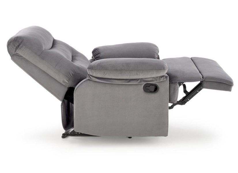 Relaxačné polohovacie kreslo DRAGER - zamatová látka, sivá