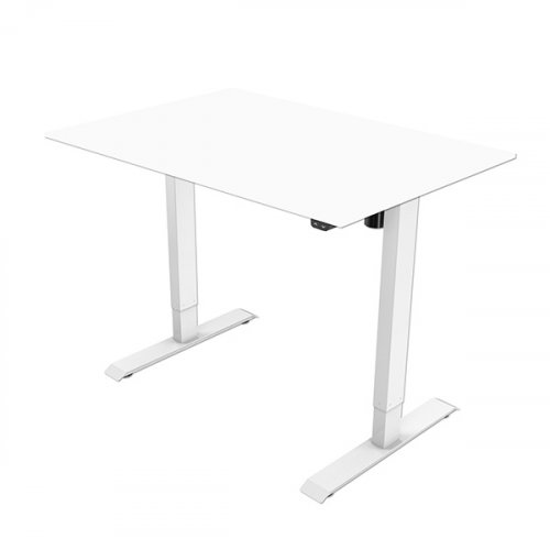 Elektricky výškově nastavitelný stůl POWERO — včetně desky, bílá, 75×140 cm