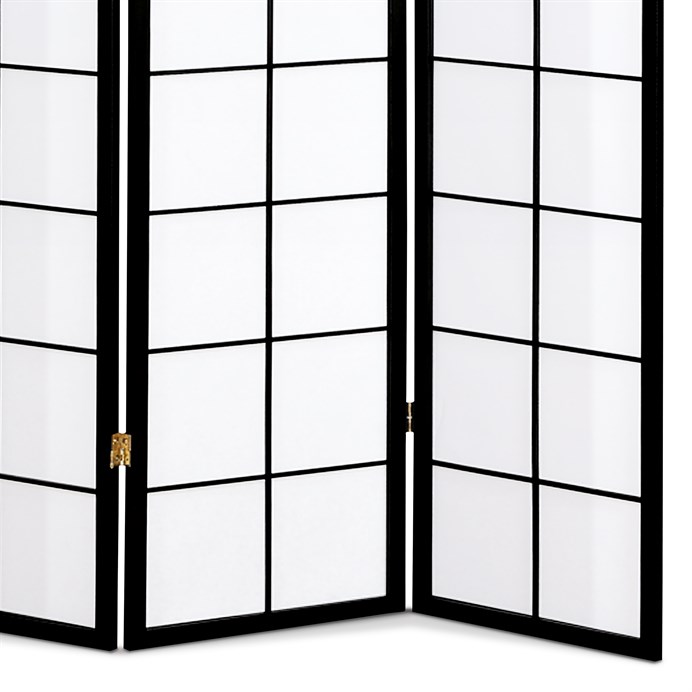 Elegantný 4-dielny paraván PARVIO z masívneho smrekového dreva s čiernym lakom Autronic