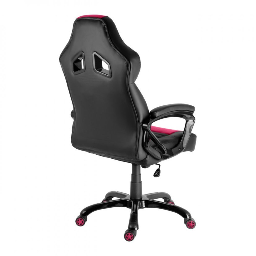 Herná stolička A-RACER Q12 –⁠ PU koža, čierna/ružová