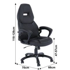 Kancelářské křeslo HEVYR — černá ekokůže, nosnost 150 kg Kondela