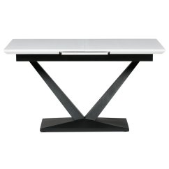 Jídelní rozkládací stůl TAVILO — 140x85x78 cm (rozklad +40 cm), MDF, bílý Autronic