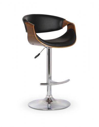 Barová stolička LOMA – orech, čierna ekokoža