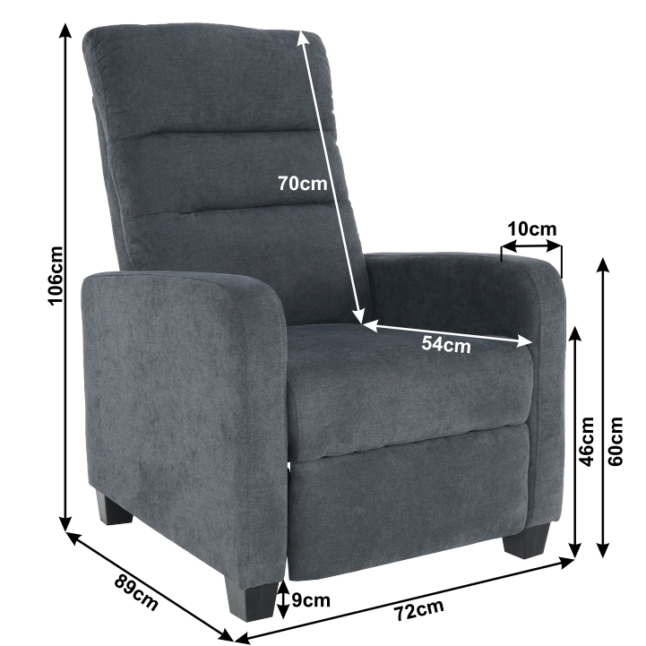 Polohovací relaxační křeslo TURNER — látka, šedá Kondela