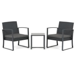 Záhradný set SIESTA 1+2 – sivý polyratan, sklenená doska