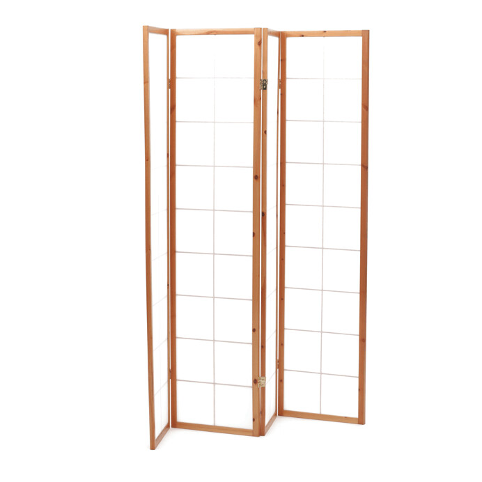 Drevený paraván PARVIO 4 dielny – masív smrek a biela textília