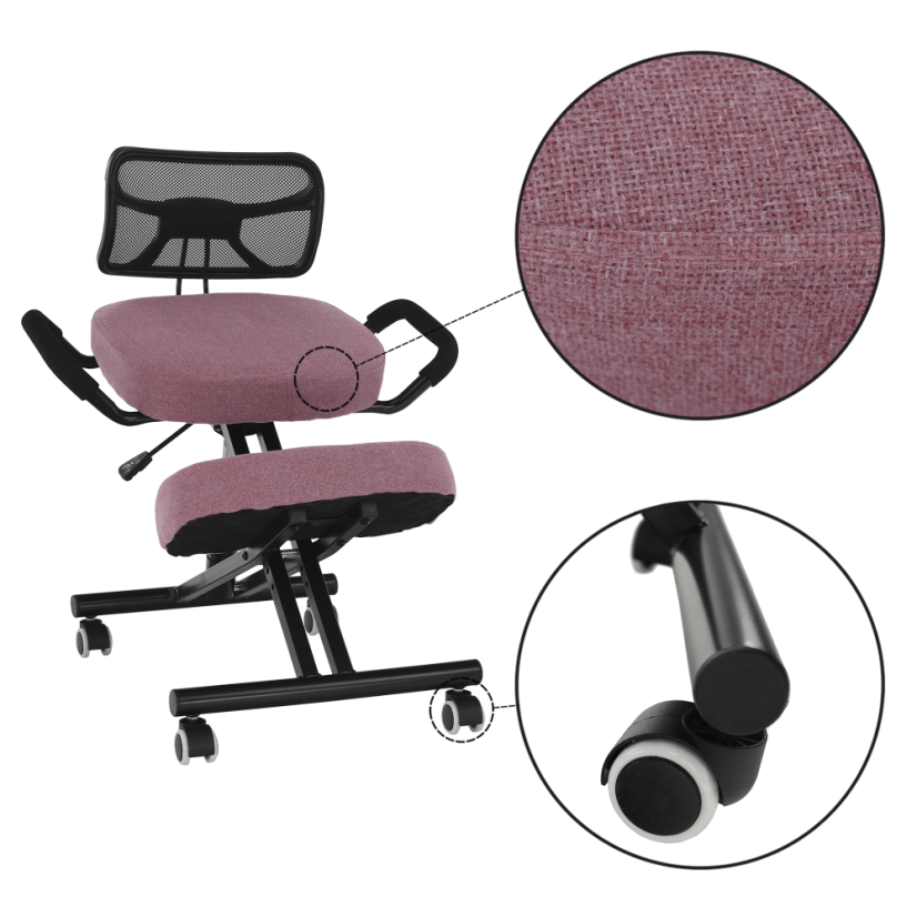 Ergonomická kľakačka RUFUS – ružová/čierna z kovu