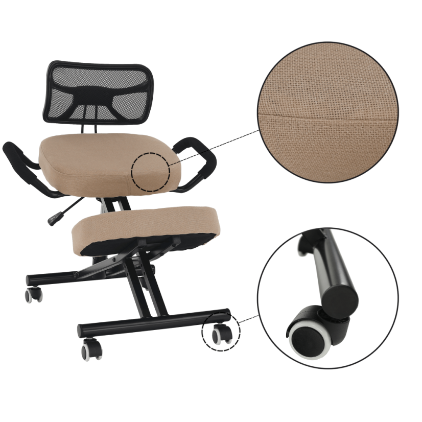 Ergonomická kľakačka RUFUS – Béžová/Čierna látka - Farba: Béžová