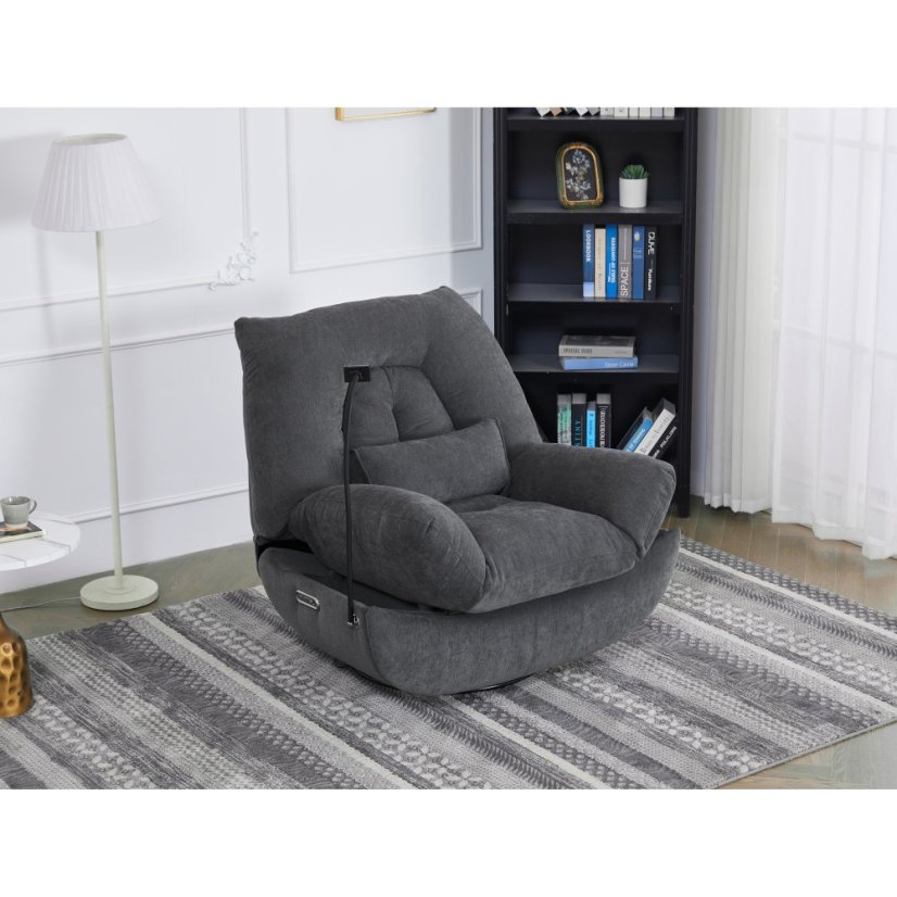 TV polohovací křeslo s elektrickým zabudovaným ovládáním LUMIO  — šedá látka, nosnost 160 kg Autronic