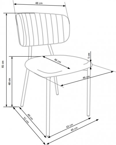 Jídelní židle LYSE – ocel, látka, šedá, zlatá
