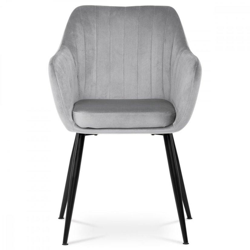 Jedálenské kreslo PIKA - kov, zamat, šedá