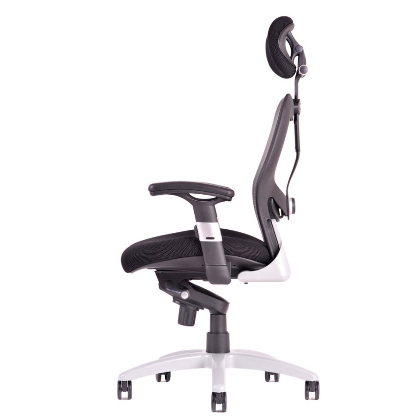 Ergonomická kancelárska stolička na kolieskach SATURN – s podrúčkami, viac farieb - Čalúnenie Saturn: NET oranžová