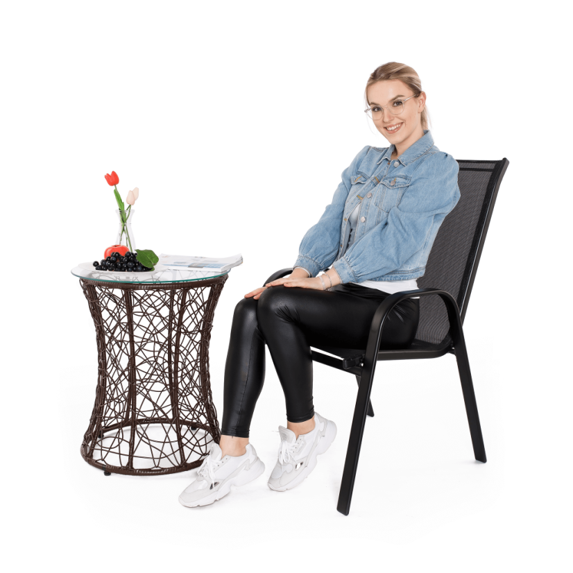 Zahradní židle ALDERA — kov, látka, tmavě šedá Kondela