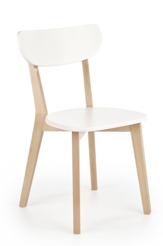 Jedálenská stolička BUGGI – masív, MDF, buk / biela
