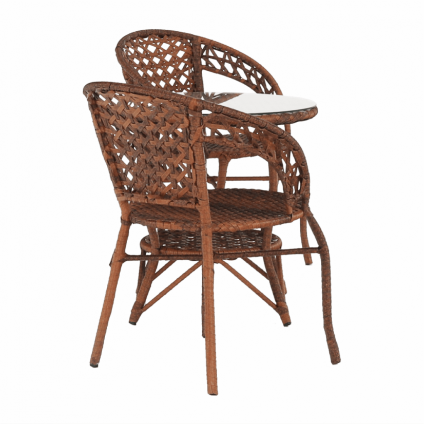 Zahradní set JARUB — ratan, sklo, hnědá Kondela