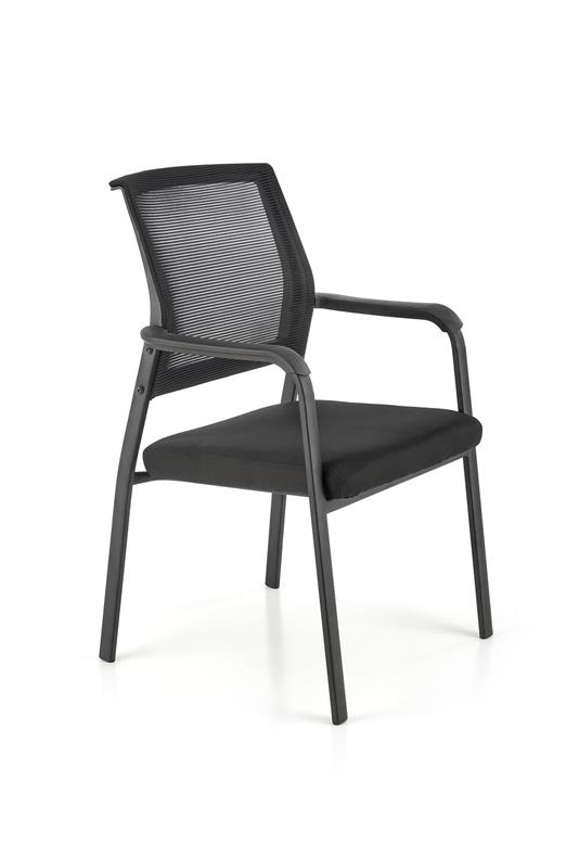 Konferenčná stolička BERGEN - látka, sieťovina, čierna
