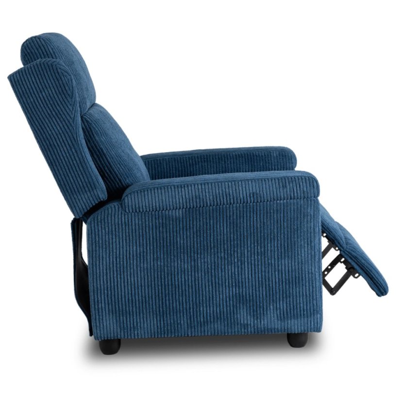 Elegantné modré kreslo SPENCER z manšestru