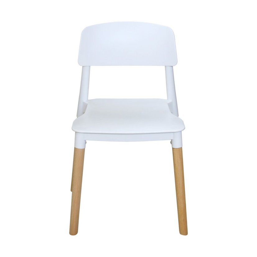 Jedálenská stolička GAMA — masív buk/plast, biela
