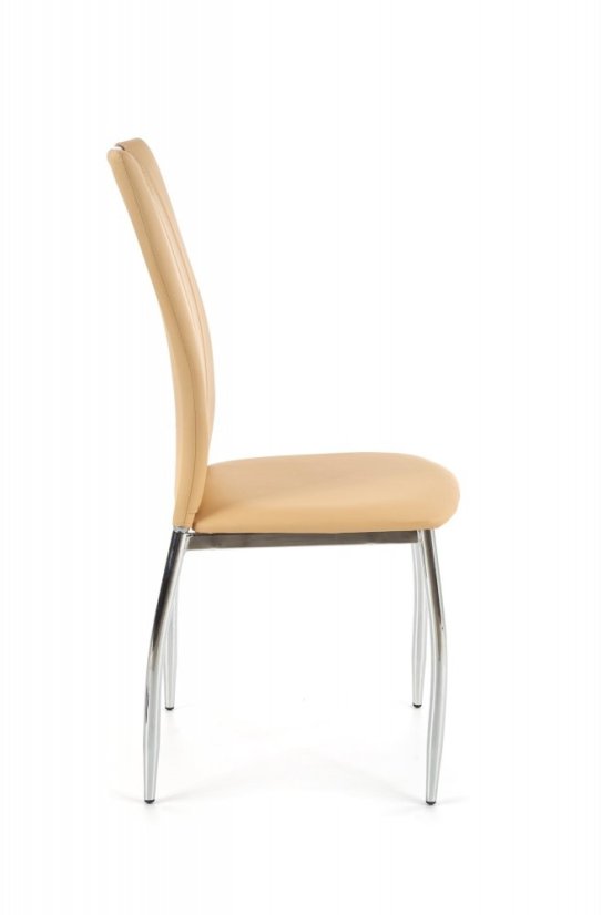 Jedálenská stolička KELLY – oceľ, ekokoža, béžová