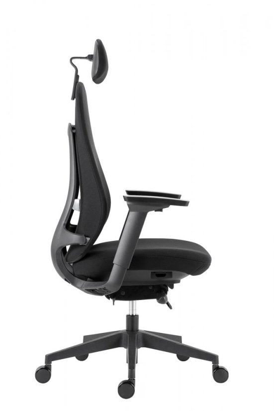 Kancelárska ergonomická stolička FARRELL — látka, čierna, nosnosť 130 kg